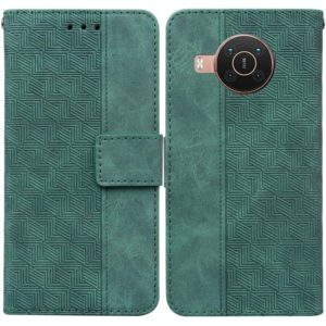 For Nokia X10 / X20 Geometric Embossed Leather Phone Case(Green) (OEM)