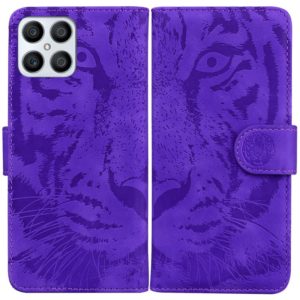 For Honor X8 Tiger Embossing Pattern Horizontal Flip Leather Phone Case(Purple) (OEM)