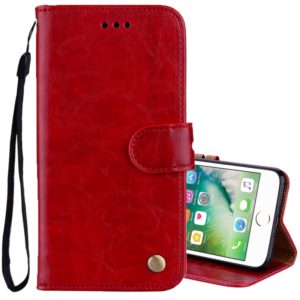For iPhone 8 Plus & 7 Plus Business Style Oil Wax Texture Horizontal Flip Leather Case with Holder & Card Slots & Wallet (Red) (OEM)