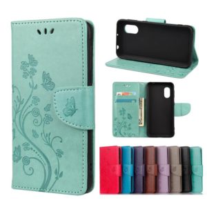 For Samsung Galaxy Xcover 5 Butterfly Flower Pattern Horizontal Flip Leather Case with Holder & Card Slots & Wallet(Green) (OEM)