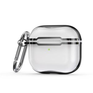 Electroplating Frame + Transparent TPU Earphone Protective Case with Hook For AirPods 3(Transparent + Black) (OEM)