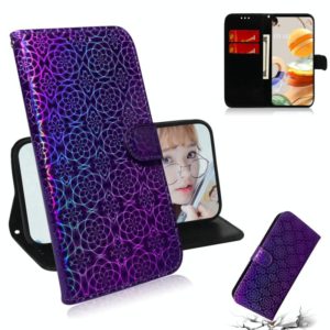 For LG K61 Solid Color Colorful Magnetic Buckle Horizontal Flip PU Leather Case with Holder & Card Slots & Wallet & Lanyard(Purple) (OEM)
