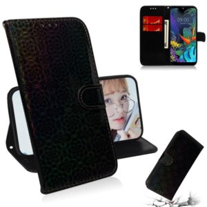 For LG K50 / Q60 Solid Color Colorful Magnetic Buckle Horizontal Flip PU Leather Case with Holder & Card Slots & Wallet & Lanyard(Black) (OEM)