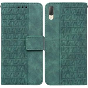 For Sony Xperia L3 Geometric Embossed Leather Phone Case(Green) (OEM)