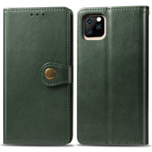 For iPhone 11 Pro Retro Solid Color Leather Buckle Mobile Phone Protection Leather Casewith Photo Frame & Card Slot & Wallet & Bracket Function (Green) (OEM)