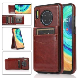 For Huawei Mate 30 Solid Color PC + TPU Protective Case with Holder & Card Slots(Brown) (OEM)