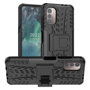 For Nokia G21 4G Tire Texture TPU + PC Phone Case with Holder(Black) (OEM)