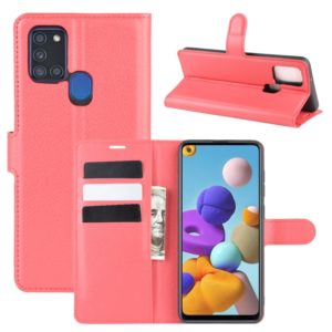 For Galaxy A21S Litchi Texture Horizontal Flip Protective Case with Holder & Card Slots & Wallet(Red) (OEM)