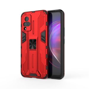For vivo V21 Supersonic PC + TPU Shock-proof Protective Case with Holder(Red) (OEM)