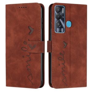 For Tecno Pova Neo Skin Feel Heart Pattern Leather Phone Case(Brown) (OEM)