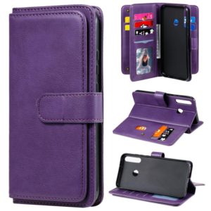 For Huawei P40 Lite E Multifunctional Magnetic Copper Buckle Horizontal Flip Solid Color Leather Case with 10 Card Slots & Wallet & Holder & Photo Frame(Purple) (OEM)