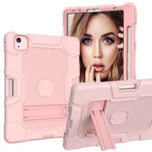 Contrast Color Robot Shockproof Silicone + PC Protective Case with Holder For iPad Air 2022 / 2020 10.9 inch(Rose Gold) (OEM)