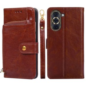 For Huawei nova 10 Pro Zipper Bag Leather Phone Case(Brown) (OEM)