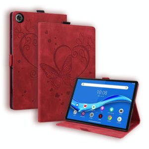 For Lenovo Tab M10 Plus TB-X606F TB-X606X Love Butterfly Pattern Horizontal Flip Leather Case with Holder(Red) (OEM)