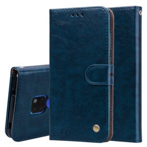 Business Style Oil Wax Texture Horizontal Flip Leather Case for Huawei Mate 20, with Holder & Card Slots & Wallet (Blue) (OEM)