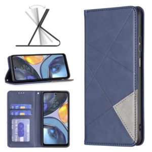 For Motorola Moto G22 Prismatic Invisible Magnetic Leather Phone Case(Blue) (OEM)