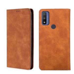 For Motorola G Pure Skin Feel Magnetic Horizontal Flip Leather Phone Case(Light Brown) (OEM)