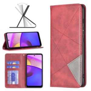 For Motorola Moto E40 / E30 Prismatic Invisible Magnetic Leather Phone Case(Red) (OEM)