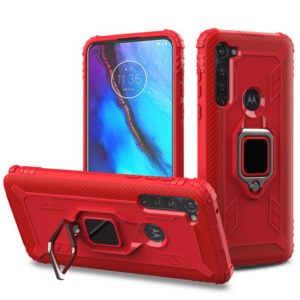For Motorola Moto G Stylus Carbon Fiber Protective Case with 360 Degree Rotating Ring Holder(Red) (OEM)