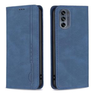 For Motorola Moto G62 Magnetic RFID Blocking Anti-Theft Leather Phone Case(Blue) (OEM)