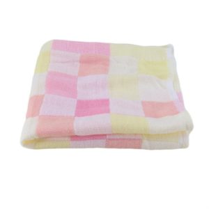 Double Gauze Cotton Bath Towel Adult Baby Water-absorbing Quick-drying Bath Towel(Pink Grid) (OEM)