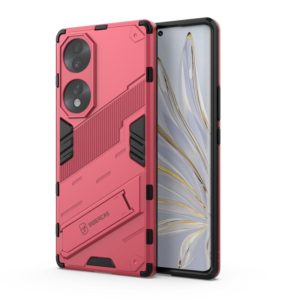 For Honor 70 Punk Armor 2 in 1 PC + TPU Shockproof Case with Invisible Holder(Light Red) (OEM)