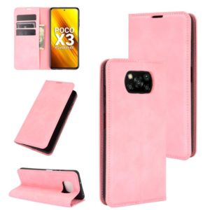 For Xiaomi Poco X3/X3 NFC Retro-skin Business Magnetic Suction Leather Case with Holder & Card Slots & Wallet(Pink) (OEM)