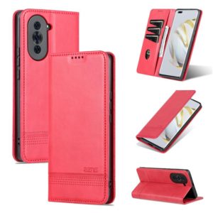 For Huawei nova 10 Pro AZNS Magnetic Calf Texture Flip Leather Phone Case(Red) (AZNS) (OEM)