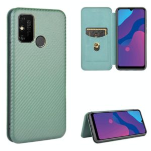 For Huawei Honor Play 9A Carbon Fiber Texture Horizontal Flip TPU + PC + PU Leather Case with Card Slot(Green) (OEM)