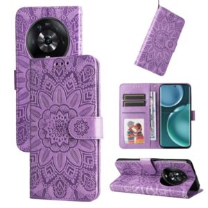 For Honor Magic4 / Magic4 Pro Embossed Sunflower Leather Phone Case(Purple) (OEM)