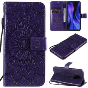 For Xiaomi Redmi 10X 5G / 10X Pro 5G Sun Embossing Pattern Horizontal Flip Leather Case with Card Slot & Holder & Wallet & Lanyard(Purple) (OEM)