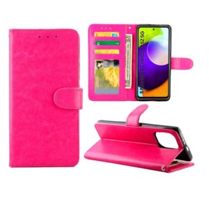 For Samsung Galaxy A52 5G / 4G Crazy Horse Texture Leather Horizontal Flip Protective Case with Holder & Card Slots & Wallet & Photo Frame(Rose Red) (OEM)