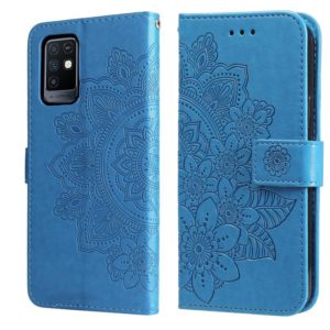 For Infinix Note 10 7-petal Flowers Embossing Pattern Horizontal Flip PU Leather Case with Holder & Card Slots & Wallet & Photo Frame(Blue) (OEM)
