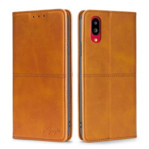 For Sharp Simple Sumaho 6/A201SH Cow Texture Magnetic Horizontal Flip Leather Phone Case(Light Brown) (OEM)