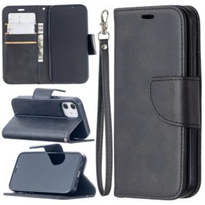 For iPhone 12 mini Retro Lambskin Texture Pure Color Horizontal Flip PU Leather Case , with Holder & Card Slots & Wallet & Lanyard(Black) (OEM)