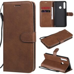 For Huawei Y6p Solid Color Horizontal Flip Protective Leather Case with Holder & Card Slots & Wallet & Lanyard(Brown) (OEM)