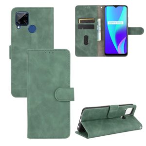 For OPPO Realme C15 Solid Color Skin Feel Magnetic Buckle Horizontal Flip Calf Texture PU Leather Case with Holder & Card Slots & Wallet(Green) (OEM)