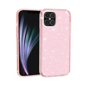 For iPhone 12 / 12 Pro Shockproof Terminator Style Glitter Powder Protective Case(Pink) (OEM)