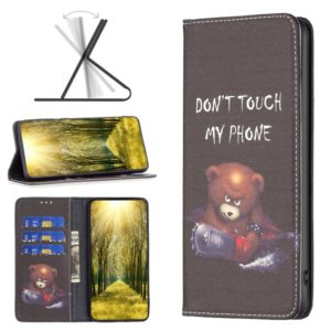 For Nokia G11 / G21 Colored Drawing Pattern Invisible Magnetic Leather Phone Case(Bear) (OEM)