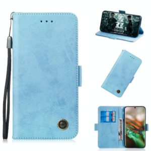 For Galaxy Note 10 Retro Horizontal Flip PU Leather Case with Card Slots & Holder(Blue) (OEM)
