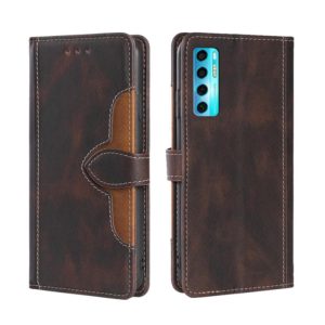 For TCL 20 Pro 5G Skin Feel Straw Hat Magnetic Buckle Leather Phone Case(Brown) (OEM)