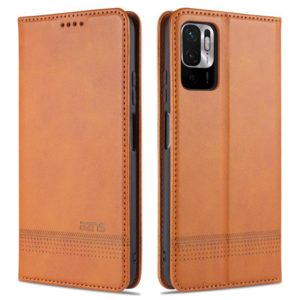 For Xiaomi Poco M3 Pro 5G AZNS Magnetic Calf Texture Horizontal Flip Leather Case with Card Slots & Holder & Wallet(Light Brown) (AZNS) (OEM)