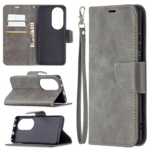 For Huawei P50 Pro Retro Lambskin Texture Pure Color Horizontal Flip PU Leather Case with Holder & Card Slots & Wallet & Lanyard(Grey) (OEM)