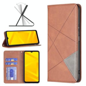 For ZTE Blade A71 Prismatic Invisible Magnetic Leather Phone Case(Brown) (OEM)