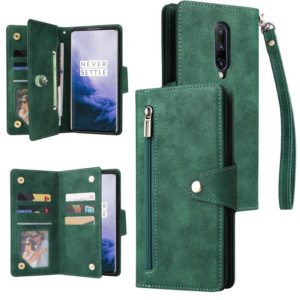 For OnePlus 7 Pro Rivet Buckle 9 Cards Three Fold Leather Phone Case(Green) (OEM)