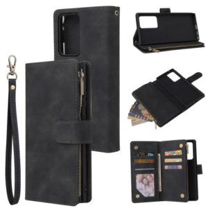 For Samsung Galaxy Note20 Ultra Multifunctional Retro Frosted Horizontal Flip Leather Case with Card Slot & Holder & Zipper Wallet & Photo Frame & Lanyard(Black) (OEM)