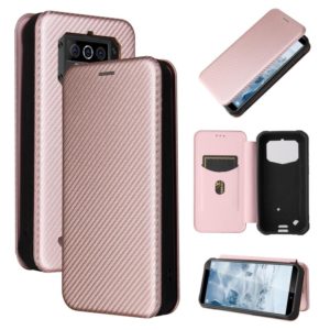 For Oukitel WP5 / WP5 Pro Carbon Fiber Texture Horizontal Flip TPU + PC + PU Leather Case with Card Slot(Pink) (OEM)
