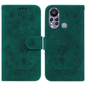 For Infinix Hot 11s X6812 Butterfly Rose Embossed Leather Phone Case(Green) (OEM)