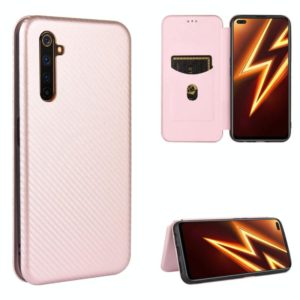 For OPPO Realme 6 Pro Carbon Fiber Texture Horizontal Flip TPU + PC + PU Leather Case with Card Slot(Pink) (OEM)