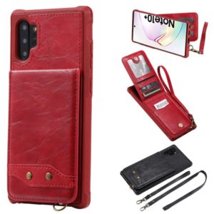 For Galaxy Note 10 Plus Vertical Flip Wallet Shockproof Back Cover Protective Case with Holder & Card Slots & Lanyard & Photos Frames(Red) (OEM)
